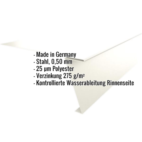 Startprofil Stahl 0,50 mm Grauweiß mit eingeblendeten Eckdaten Made in Germany, Polyesterbeschichtung