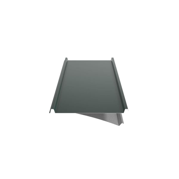 Schnittansicht des Stehfalzblechs 33/500-LE aus Aluminium, moosgrün, mit Profil und Vlies