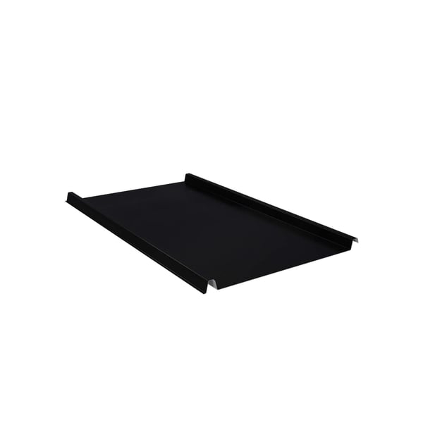 Stehfalzblech 33/500-LE schwarz, 0,50 mm Stahl, 35 µm Mattpolyester, schraeg von oben
