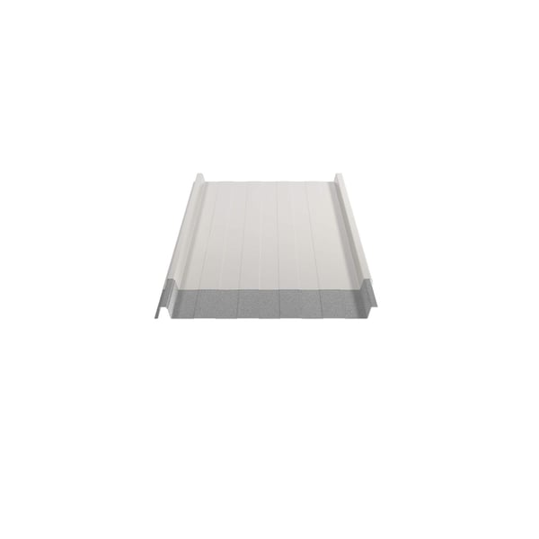 Schnittansicht des Stehfalzblechs Reinweiß (RAL 9010) mit 0,50 mm Stahl und Anti-Tropf Vlies