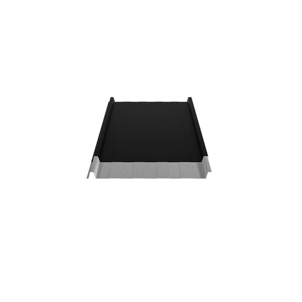 Stehfalzblech 33/500-LR Tiefschwarz, Ansicht von vorne mit Unterseite