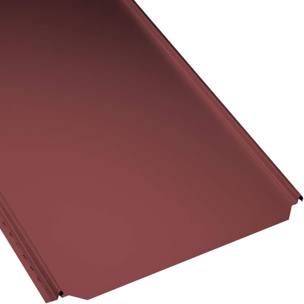 Stehfalzblech PD-510-S kirschrot, 0,50 mm Stahl, 25 µm Polyester, schräg von oben