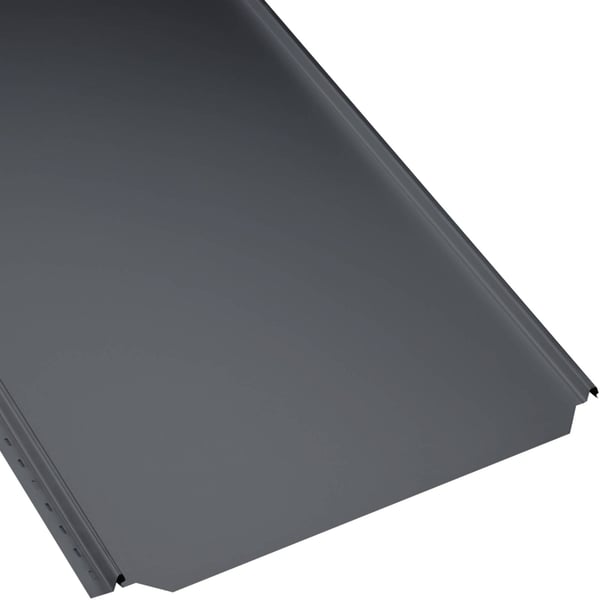 Stehfalzblech PD-510-S Flach, Graphitgrau RAL 7024, 0,50 mm Stahl, Hauptansicht schräg