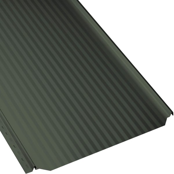 Stehfalzblech PD-510-S Mikro Chromoxidgrün, Detailansicht der Mikroprofilierung und des Stehfalzes