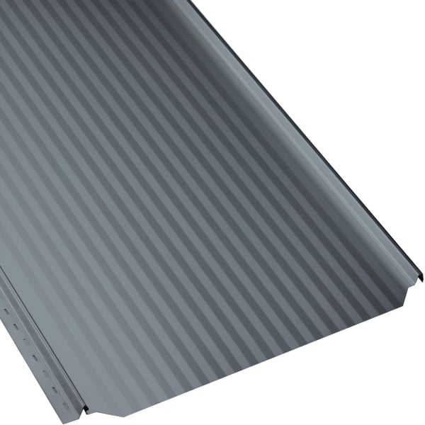 Stehfalzblech PD-510-S Mikro Fehgrau, schraeg von oben, mit feinen Profilrippen
