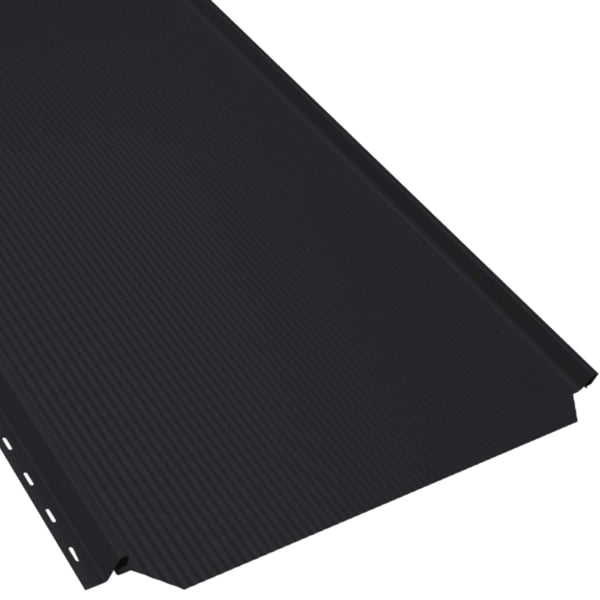 Stehfalzblech PD-510-S Tiefschwarz, 0,50 mm Stahl, mit feiner Profilierung und Befestigungsloechern