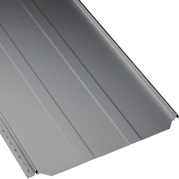 Stehfalzblech PD-510-S Trapez, Weißaluminium RAL 9006, 0,50 mm, 25 µm Polyester Beschichtung