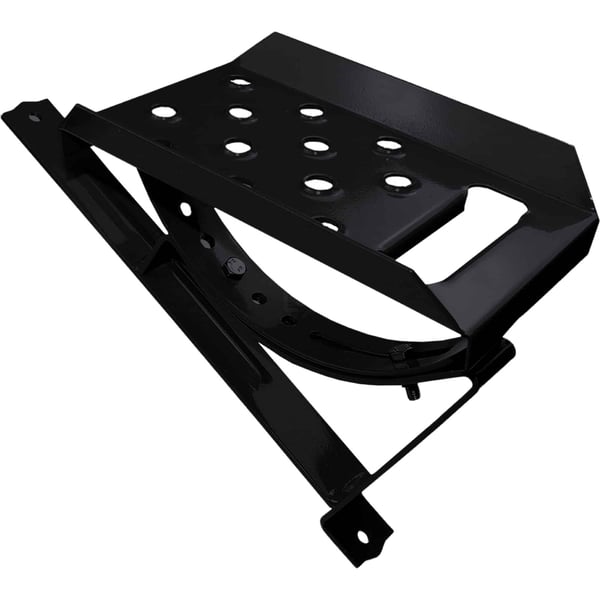 Steigtritt Typ 2 Set, tiefschwarz (RAL 9005) verzinkter Stahl, perforierte Trittflaeche, Seitenansicht