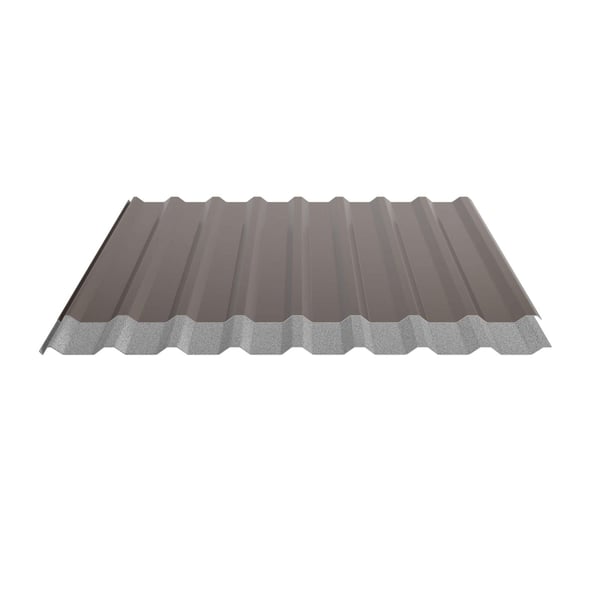 Trapezblech 20/1100 Nussbraun RAL 8011 mit Anti-Tropf Vlies Unterseite, Schnittansicht