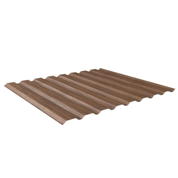 Trapezblech 20/1100 Eiche, 0,50 mm Stahl, freigestellt, schraeg von oben
