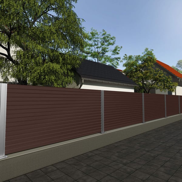 Trapezblech 20/1100 Wand Schokoladenbraun als Zaunverkleidung im Aussenbereich