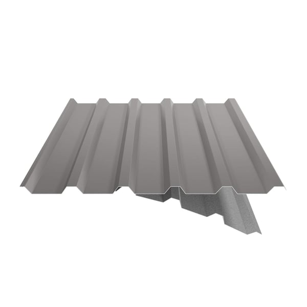 Trapezblech 35/207 Graualuminium mit teilweise sichtbarem Anti-Tropf-Vlies, Schnittansicht