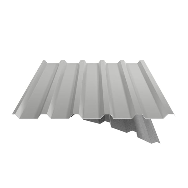Trapezblech 35/207, Weißaluminium, mit teilweise sichtbarem Anti-Tropf-Vlies an der Unterseite