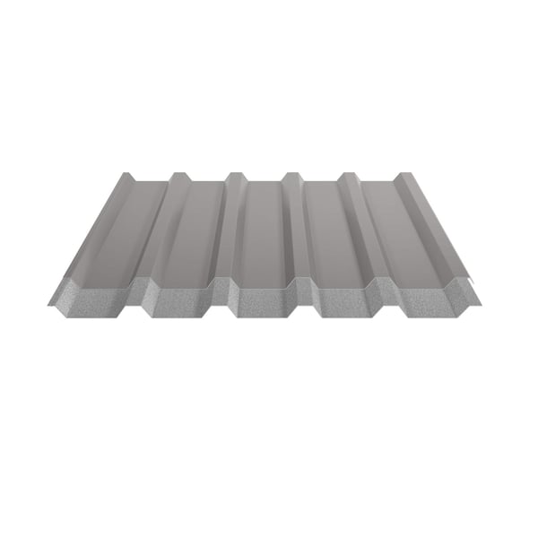 Trapezblech 35/207 Graualuminium mit Anti-Tropf-Vlies auf der Unterseite, Ansicht von vorne