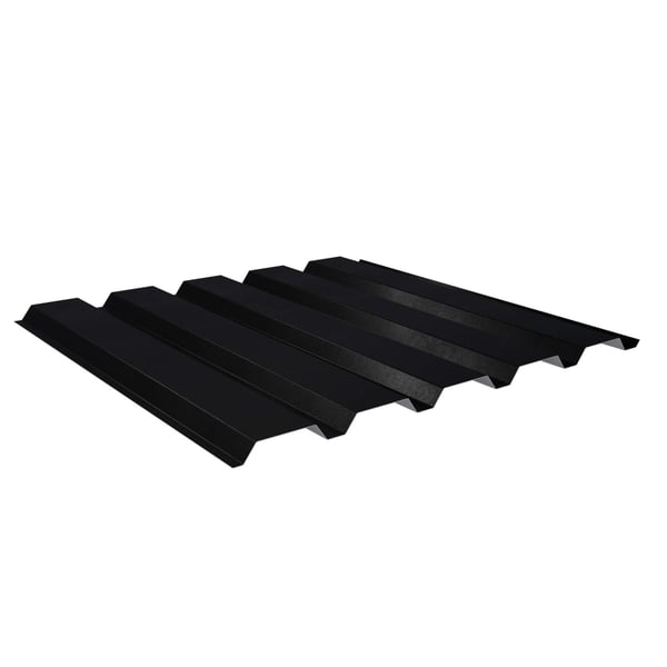 Trapezblech 35/207 Wand, Stahl 0,50 mm Schwarz Mattpolyester, Hauptansicht schraeg von oben