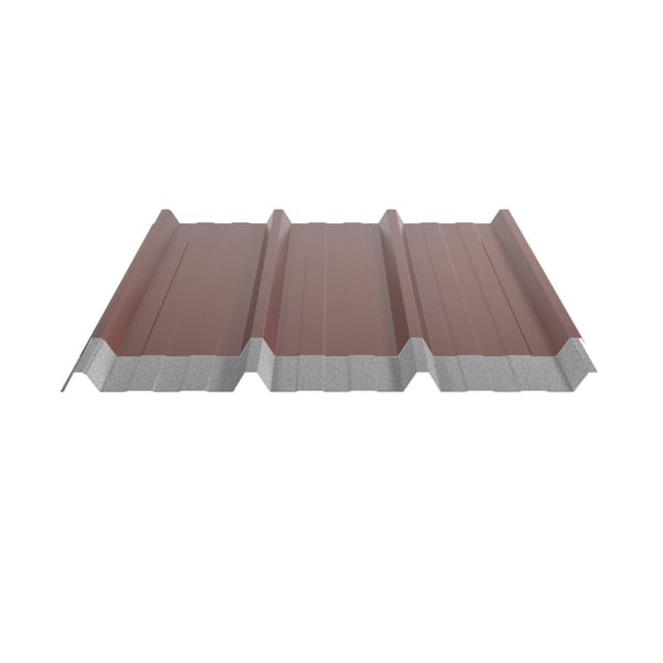 Trapezblech 45/333 rotbraun mit Anti-Tropf-Vlies 1000 g/m² auf der Unterseite, Seitenansicht