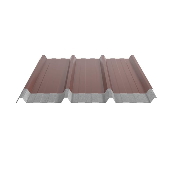 Trapezblech 45/333 Rotbraun RAL 8012 mit Anti-Tropf Vliesbeschichtung Unterseite, Schnittansicht