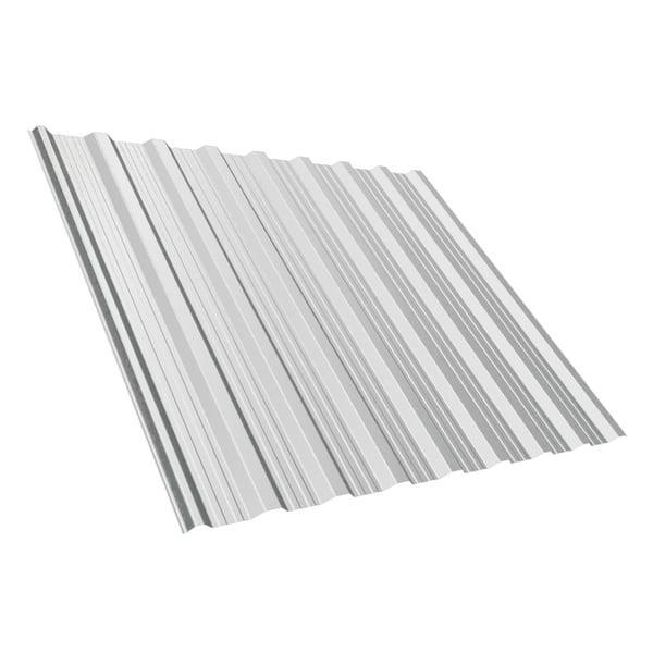 Trapezblech T18DR Lichtgrau (RAL 7035) 0,50 mm, Hauptansicht schraeg von oben