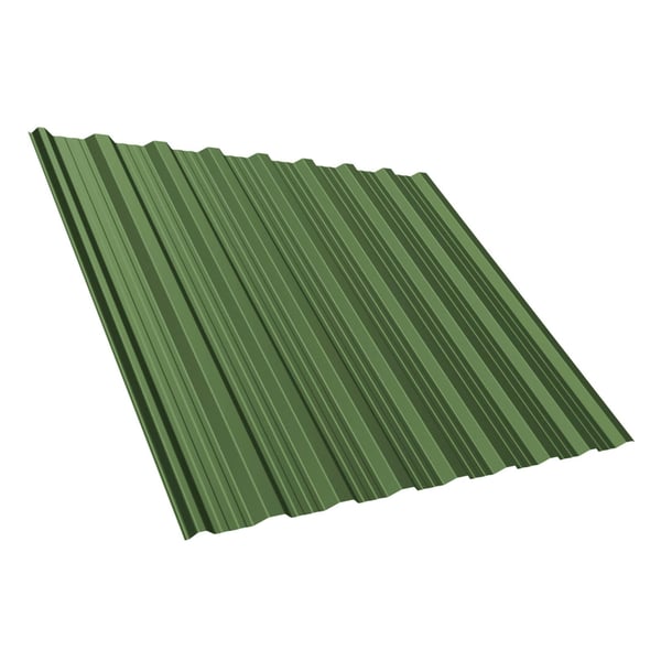 Trapezblech T18DR Resedagrün, 0,75 mm Stahl, Hauptansicht schräg von oben