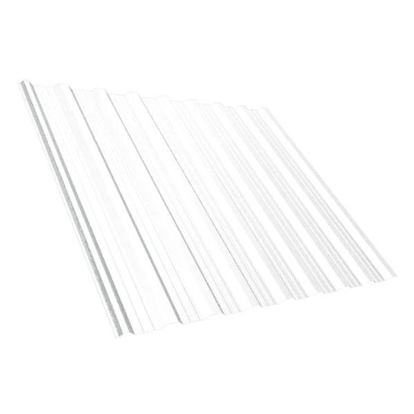 Trapezblech T18DR Dach, Reinweiß RAL 9010, 0,75 mm Stahl, schräg von oben mit Profilstruktur