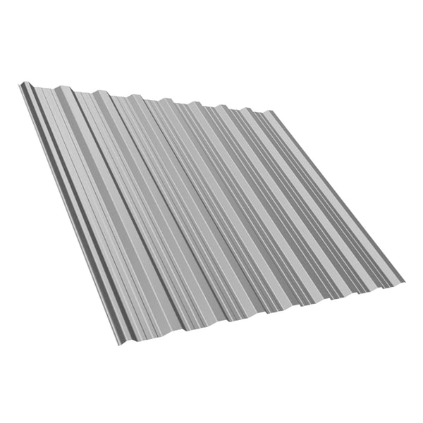Trapezblech T18DR Dach in Weißaluminium (RAL 9006) mit 0,75 mm Stärke, freigestellt