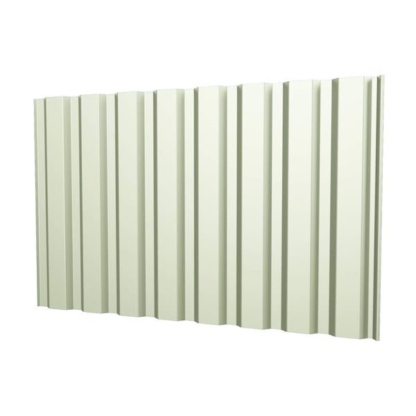 Trapezblech T20M Wand in Grauweiß (RAL 9002), 0,63 mm Stahl, mit PURLAK® Beschichtung, perspektivische Hauptansicht