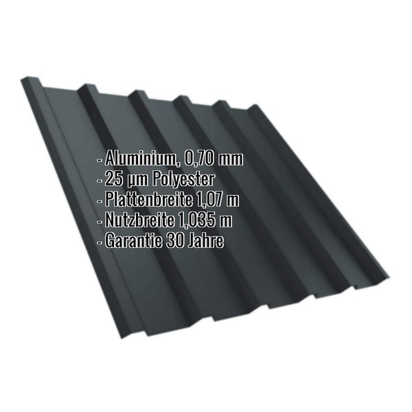 Trapezblech T35/207MD Aluminium Anthrazitgrau, 0,70 mm, mit eingeblendeten Eckdaten