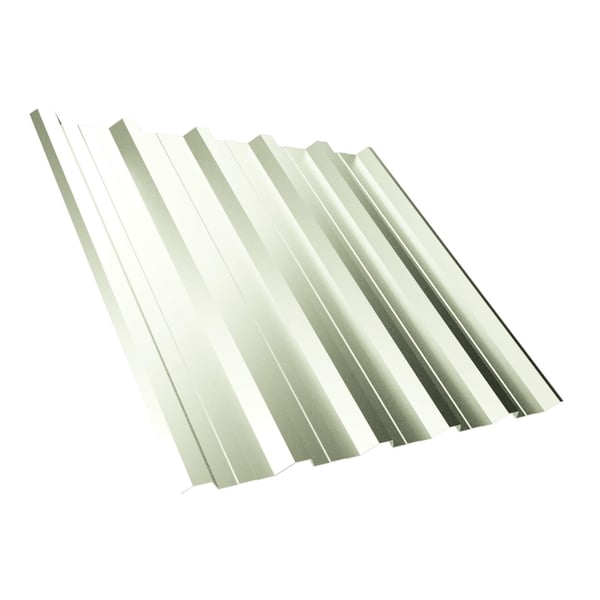 Trapezblech T35DR Dachprofil, Grauweiß RAL 9002, 0,50 mm Stahl, schräg von oben mit Schattenwurf