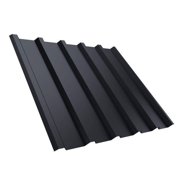 Trapezblech T35MD Graphitgrau, 0,50 mm Stahl, 25 µm Polyester, Hauptansicht schräg von oben