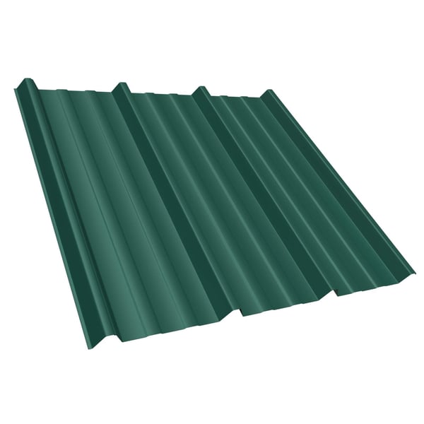 Trapezblech T45/333M aus Stahl 0,50 mm, moosgrün RAL 6005, 25 µm Polyesterbeschichtung
