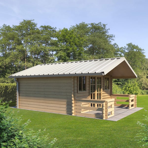 Trapezblech T45/333M Reinweiß RAL 9010 als Dach auf einem Gartenhaus, Anwendungsbeispiel