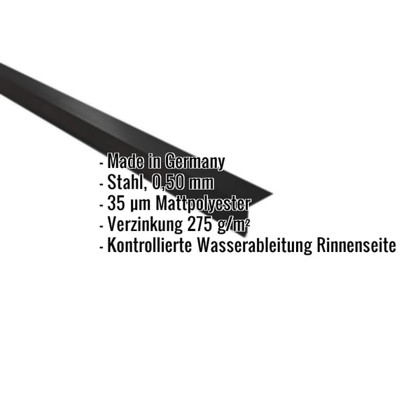 Traufenblech Stahl 0,50 mm Schwarz Mattpolyester mit eingeblendeten Produktdetails