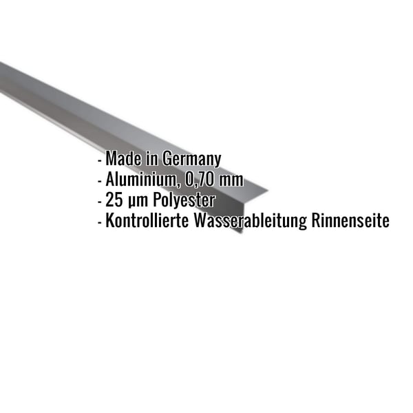 Traufenblech Aluminium Anthrazitgrau, 0,70 mm, mit eingeblendeten Produktmerkmalen