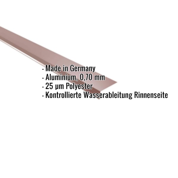 Traufenblech Aluminium 0,70 mm Rotbraun mit eingeblendeten Eckdaten