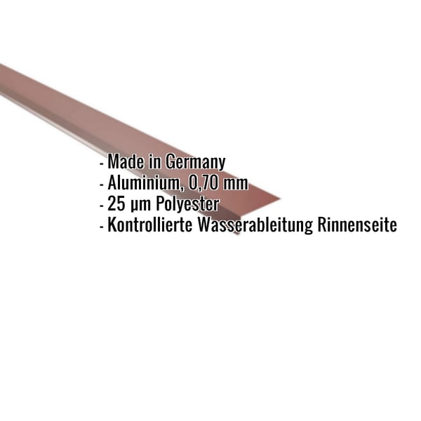 Traufenblech Aluminium Rotbraun RAL 8012 mit eingeblendeten Eckdaten Made in Germany, 0,70 mm, 25 µm Polyester