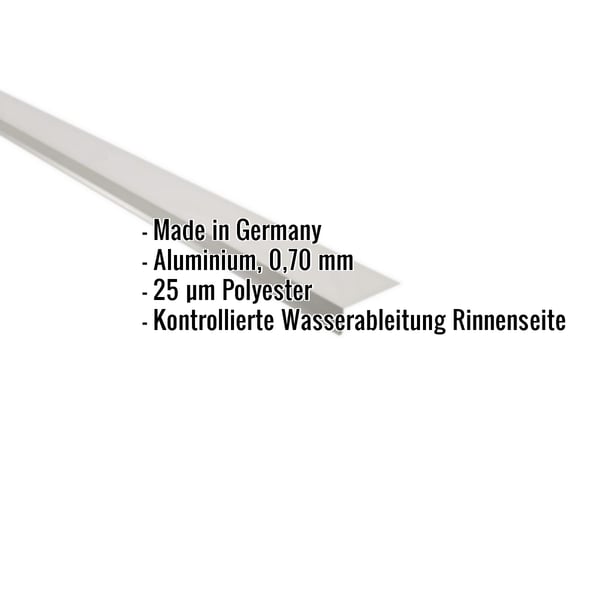 Traufenblech Aluminium Weißaluminium, 0,70 mm, mit eingeblendeten Eckdaten