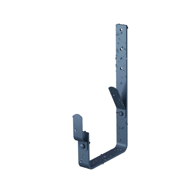 Universal Rinnenhalter Feder/Feder aus anthrazitgrauem Stahl mit Wassertropfen