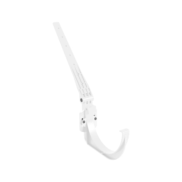 Universal-Rinnenhalter aus weißem PVC, Seitenansicht freigestellt