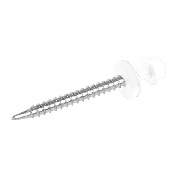 Verzinkte Schraube mit Sechskantkopf und Dichtscheibe, Reinweiß RAL 9010, fuer Hochsicke