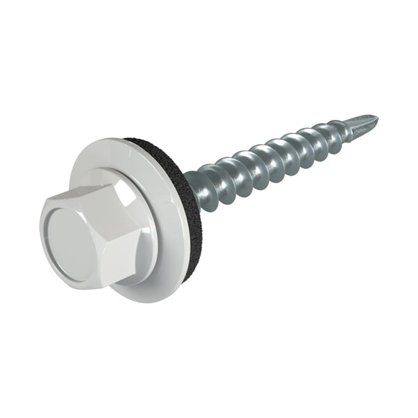 Verzinkte Schraube Weckman, weißaluminium RAL 9006, mit Sechskantkopf und Dichtscheibe, Hauptansicht