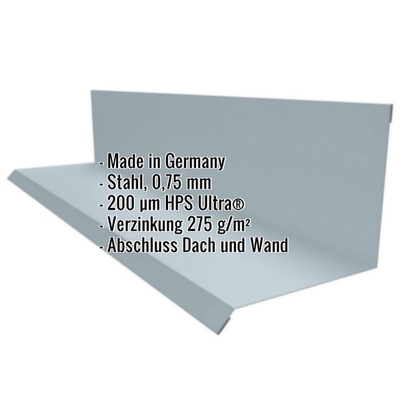 Wandanschluss Typ 2, Fenstergrau, Stahl 0,75 mm, mit eingeblendeten Produktdaten