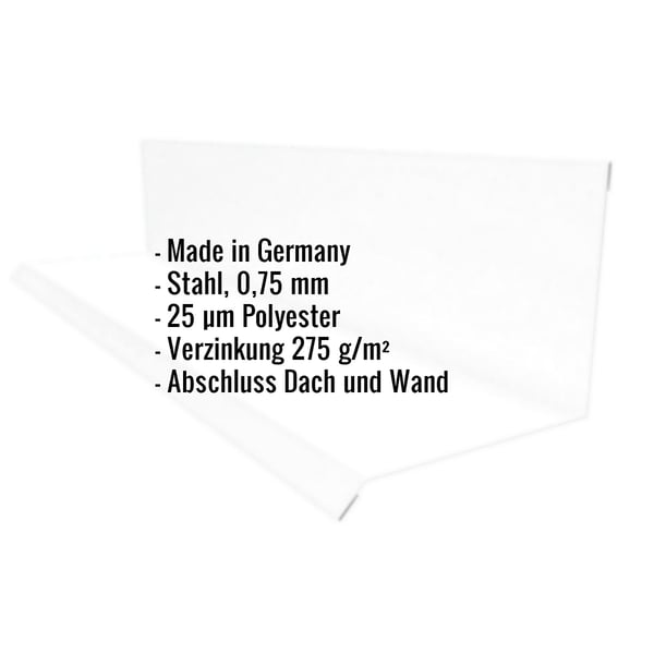 Wandanschluss Typ 2, Stahl 0,75 mm, Lichtgrau, mit eingeblendeten Eckdaten