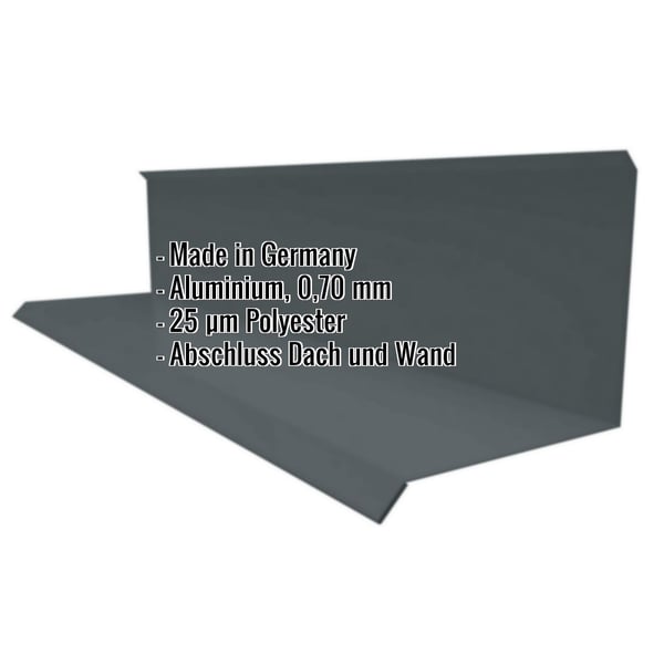 Wandanschluss Typ 3 Aluminium Anthrazitgrau, 0,70 mm, mit eingeblendeten Eckdaten