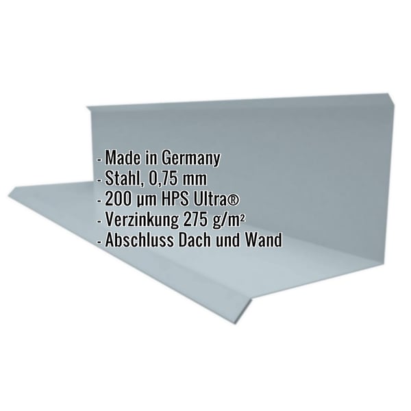 Wandanschluss Typ 3 aus Stahl, Fenstergrau, mit eingeblendeten Eckdaten