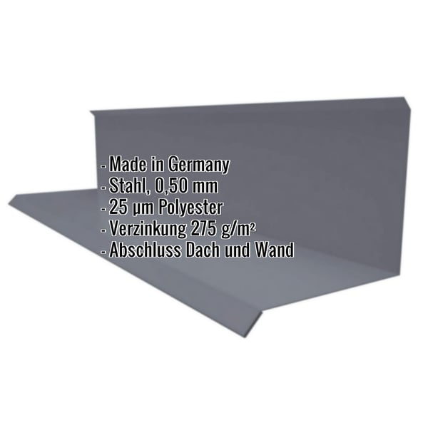 Wandanschluss Typ 3 aus graphitgrauem Stahl, 0,50 mm, mit eingeblendeten Produktdaten