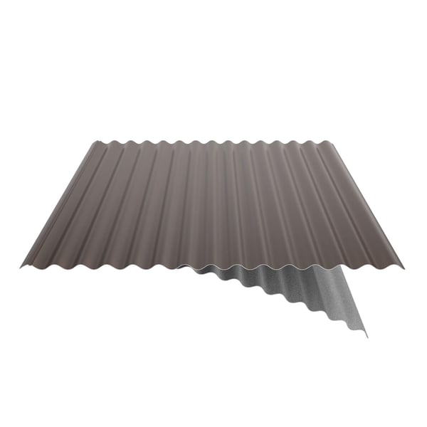 Wellblech 18/1064 Nussbraun mit Anti-Tropf Vlies 1000 g/m², teilweise umgeklappt, Weckman