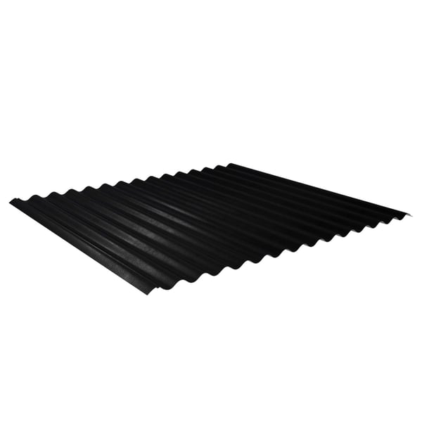 Wellblech 18/1064 schwarz, 0,50 mm Stahl mit Mattpolyester-Beschichtung, schräg von oben