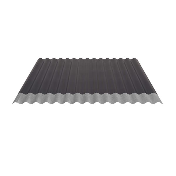 Wellblech 18/1064 dunkelgrau mit Anti-Tropf-Vlies auf der Unterseite, schräg von oben
