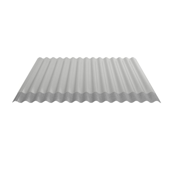 Wellblech 18/1064 in Weißaluminium RAL 9006 mit grauer Anti-Tropf-Beschichtung auf der Unterseite