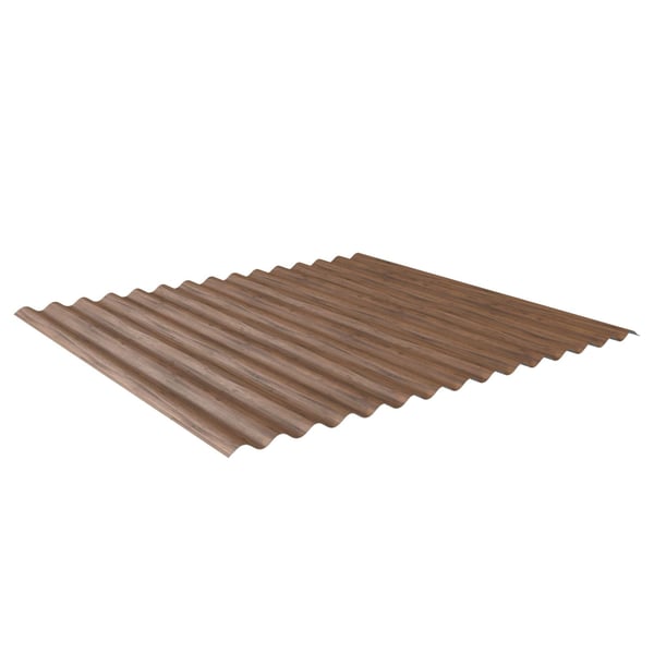 Wellblech 18/1064 Stahl 0,50 mm Eiche, Hauptansicht der Platte mit 35 µm Strukturpolyester Beschichtung
